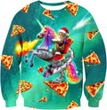 Unicorn Cat Pizza Christmas Sweatshirt