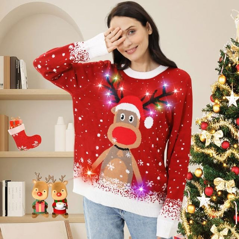 Light-Up Reindeer Ugly Christmas Sweater, view 3