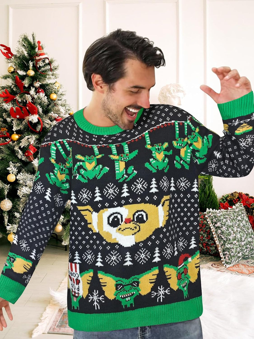 Gremlin Pattern Ugly Christmas Sweater, view 6
