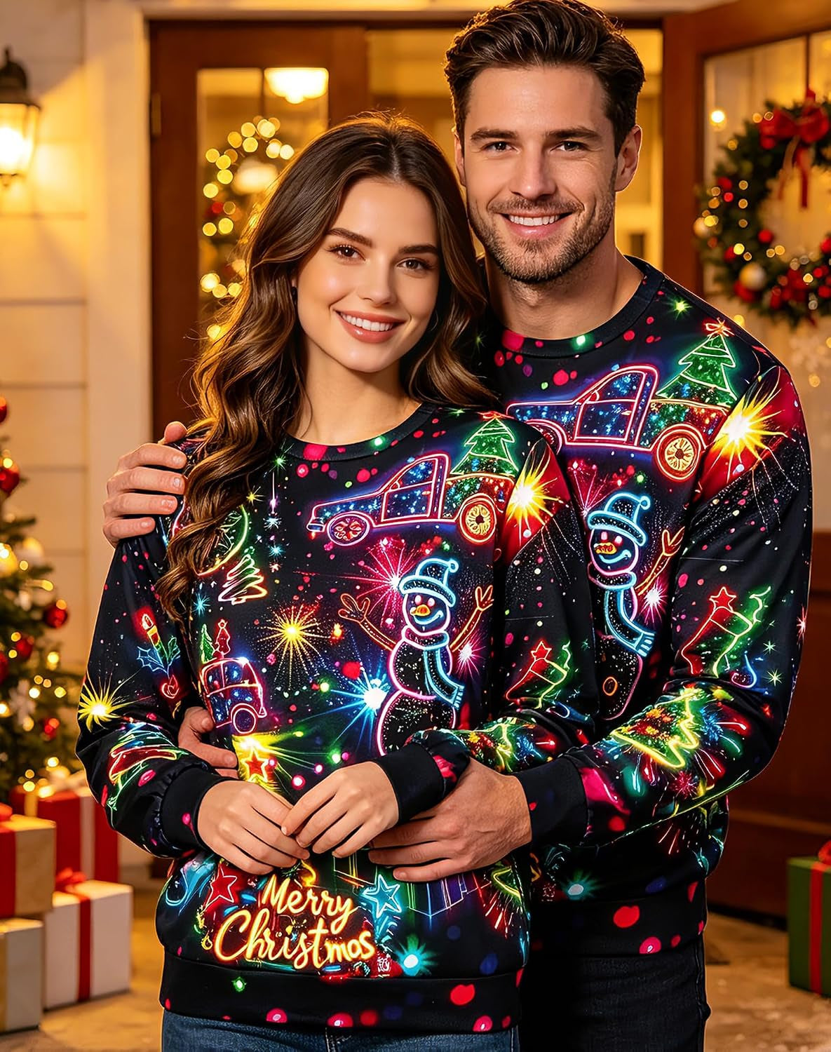Neon Christmas Lights 3D Print Sweatshirt, view 5