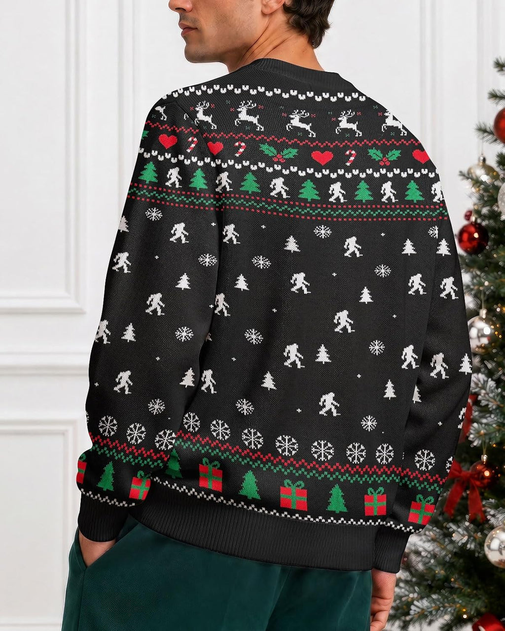 Squatching Through the Snow Bigfoot Sweater, view 3