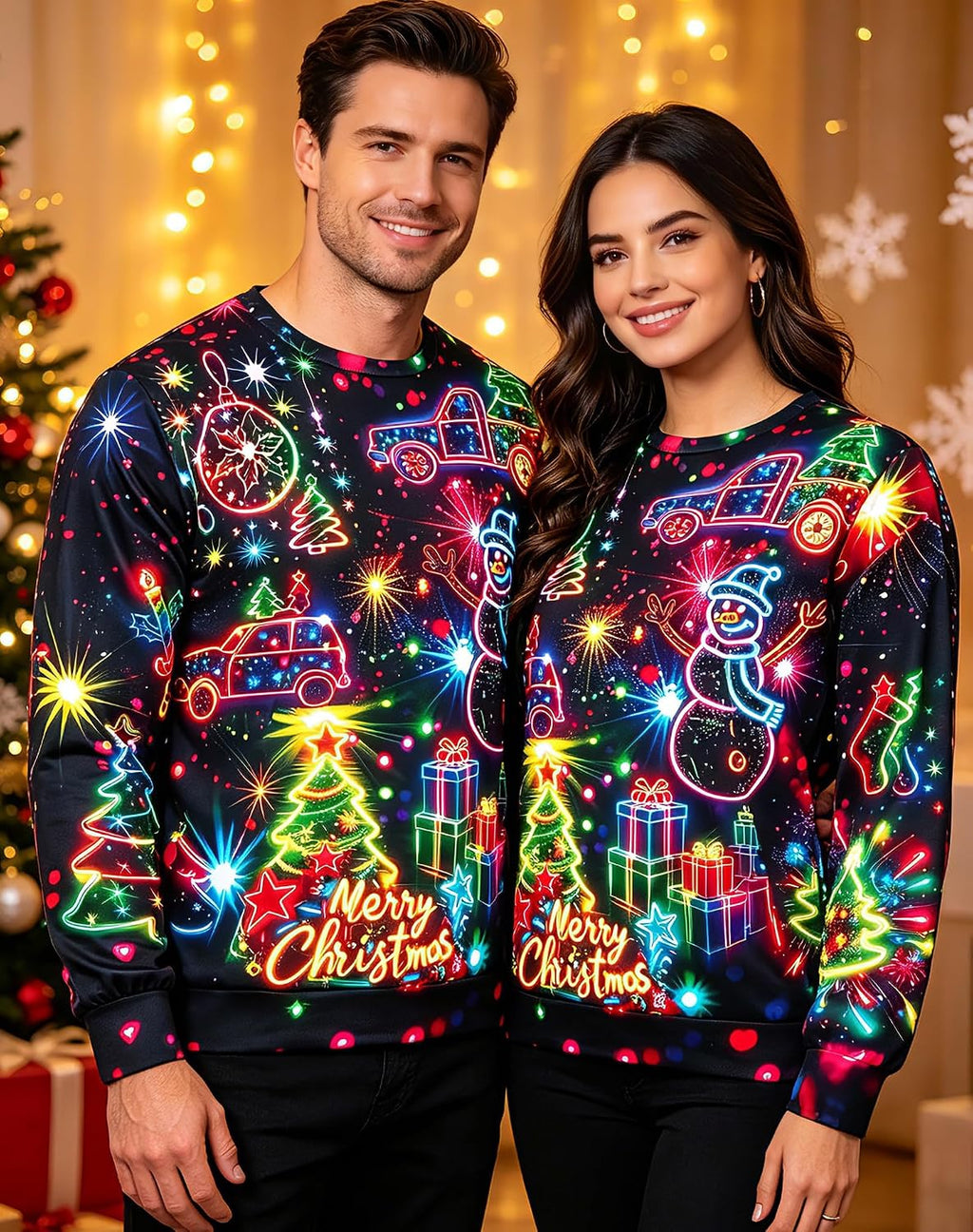 Neon Christmas Lights 3D Print Sweatshirt, view 4