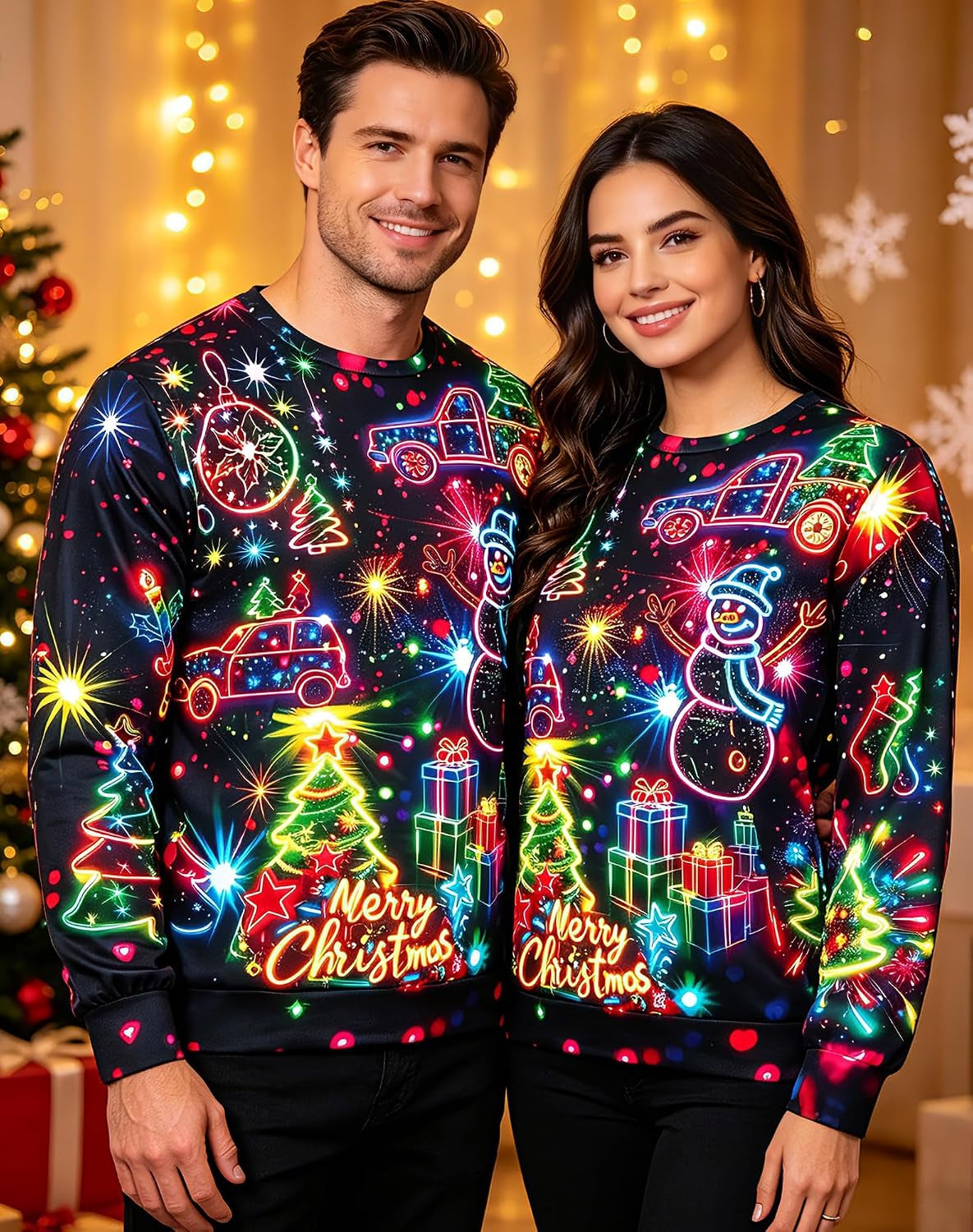 Neon Christmas Lights 3D Print Sweatshirt, view 4