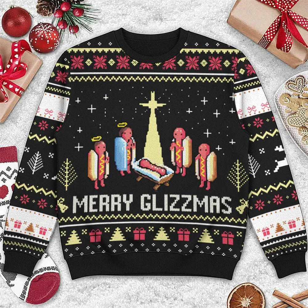 Merry Glizzmas Hot Dog Christmas Sweatshirt