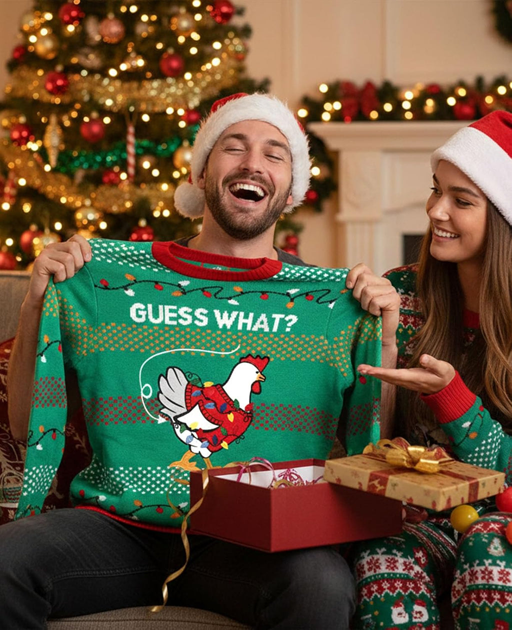 Guess What Chicken Butt Ugly Christmas Sweater, view 3