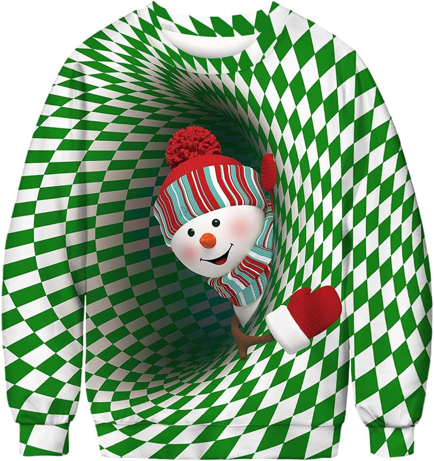 3D Snowman Illusion Christmas Sweatshirt