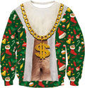 Gold Chain Hairy Chest Christmas Sweatshirt