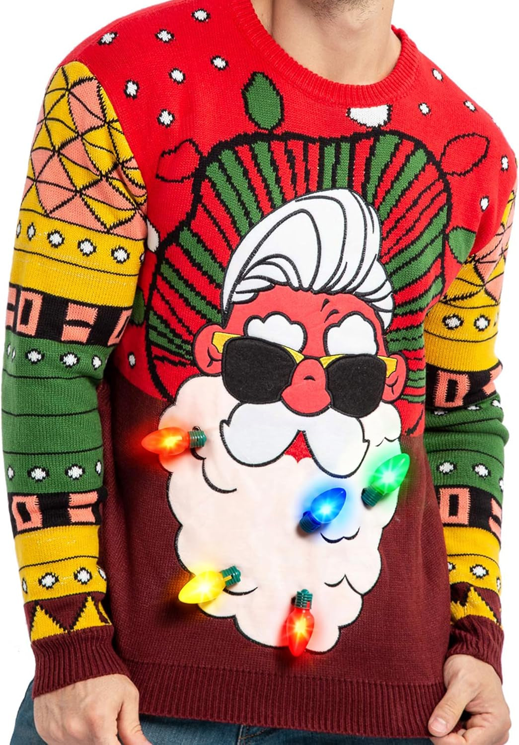 Light-Up Cool Santa Ugly Christmas Sweater