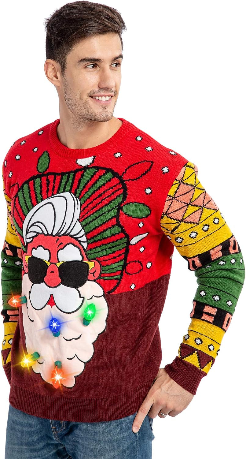 Light-Up Cool Santa Ugly Christmas Sweater, view 4