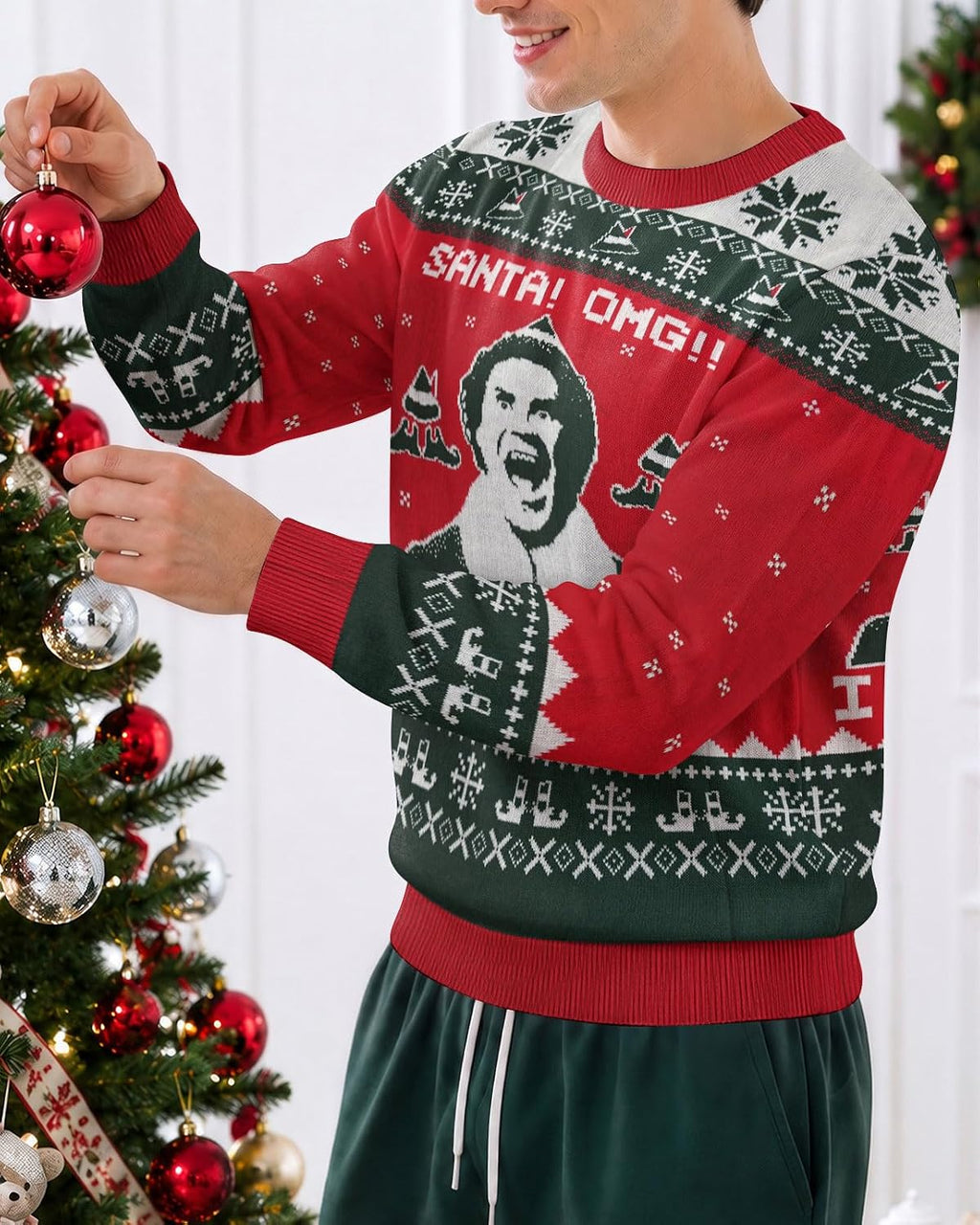 Santa OMG I Know Him Ugly Christmas Sweater, view 4
