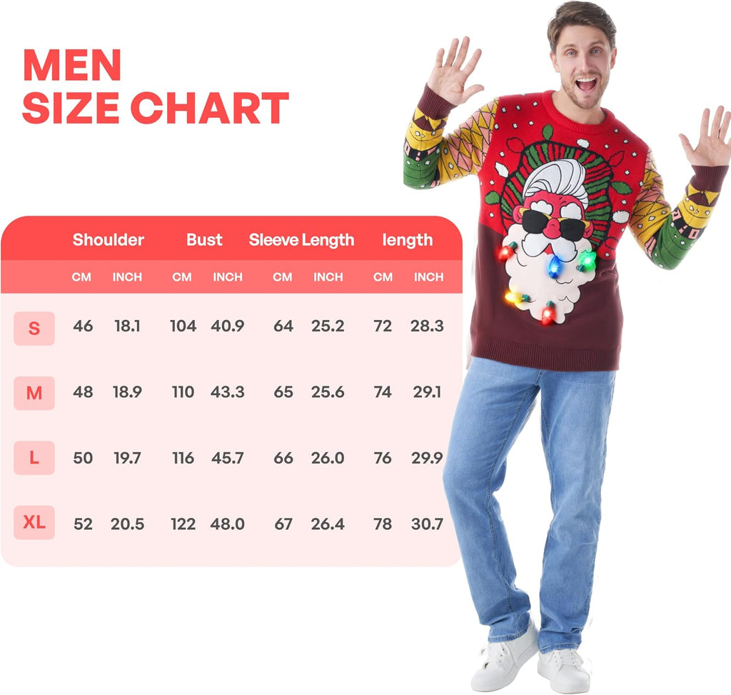 Light-Up Cool Santa Ugly Christmas Sweater, view 3