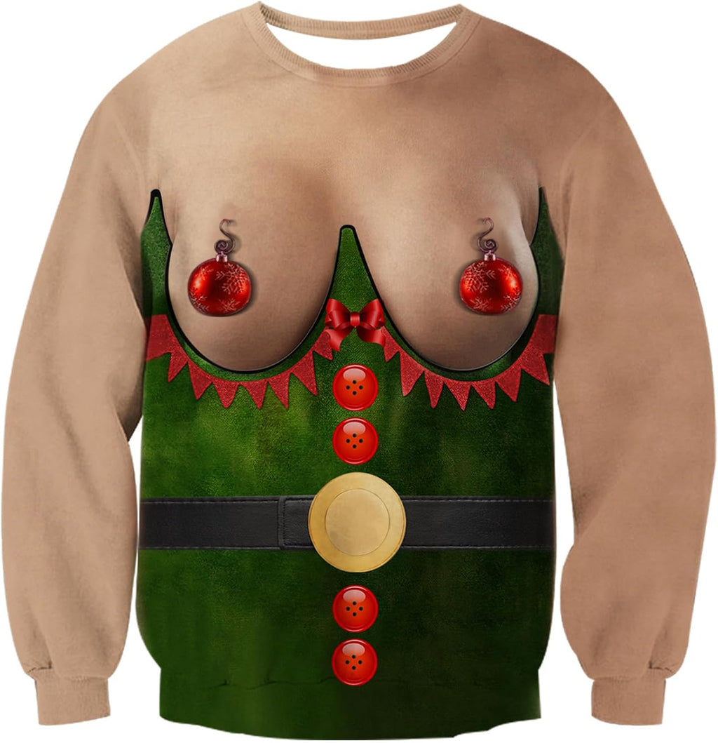 Elf Boobs Ugly Christmas Sweatshirt