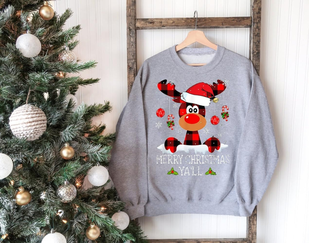 Plaid Reindeer Christmas Sweatshirt