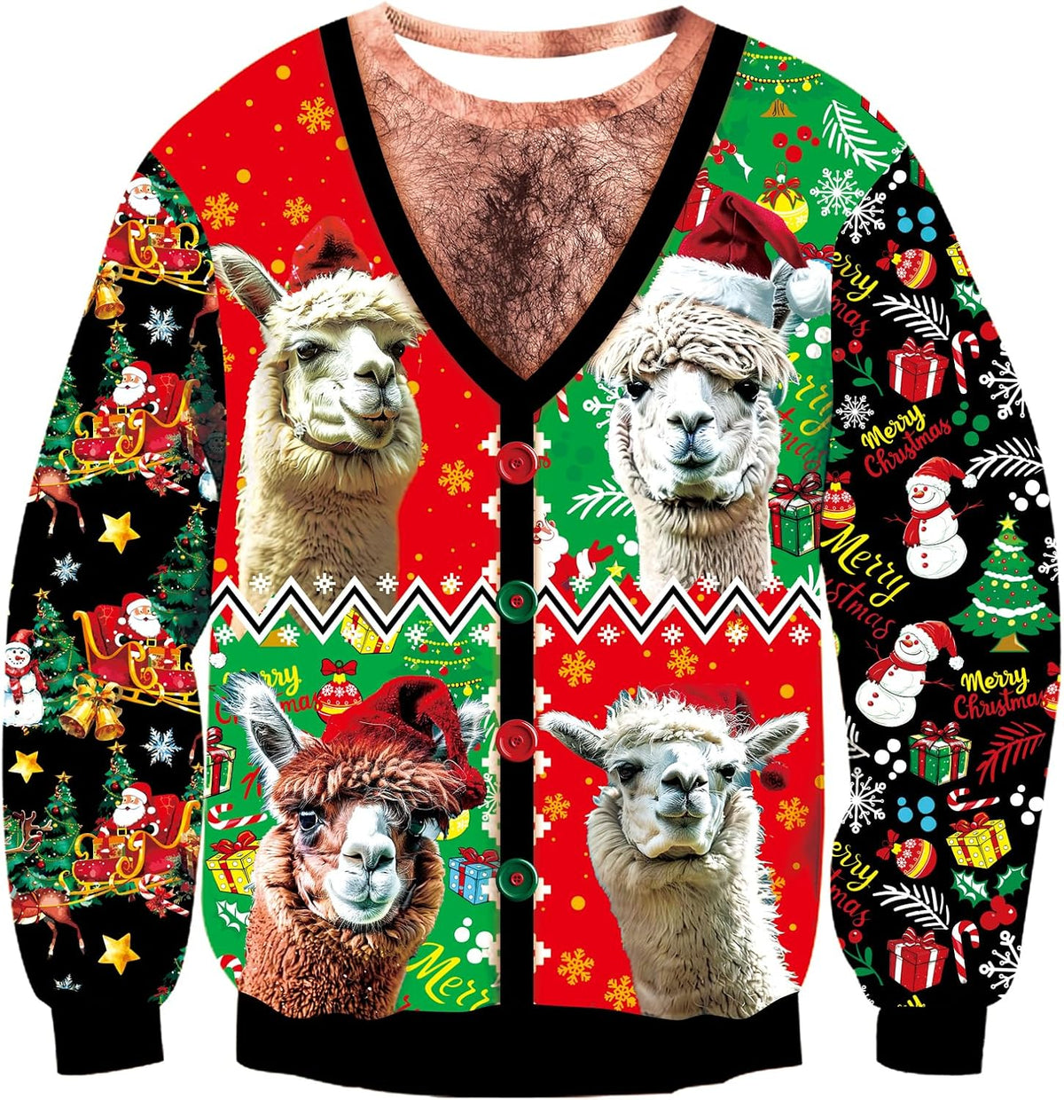 Alpaca Cardigan Illusion Christmas Sweatshirt