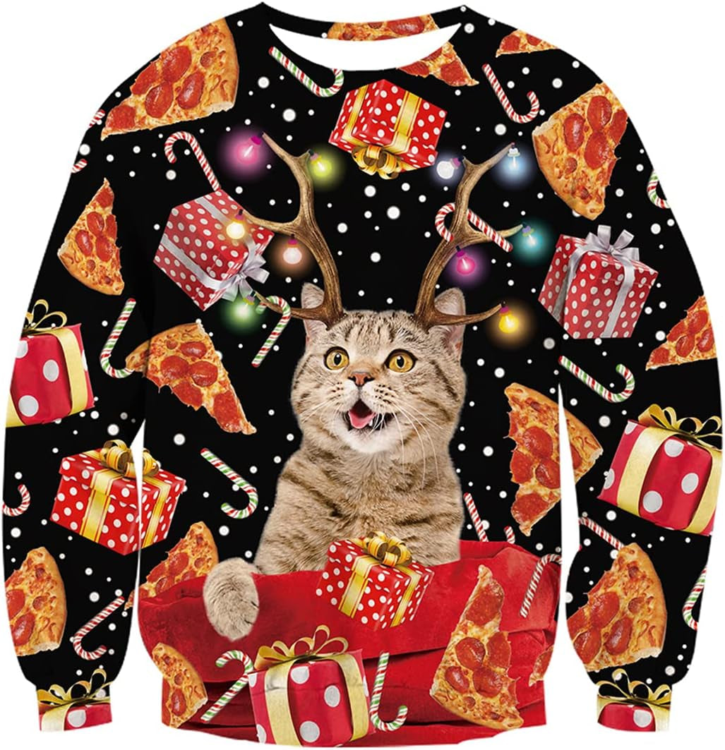 Christmas Cat in a Gift Box Sweatshirt
