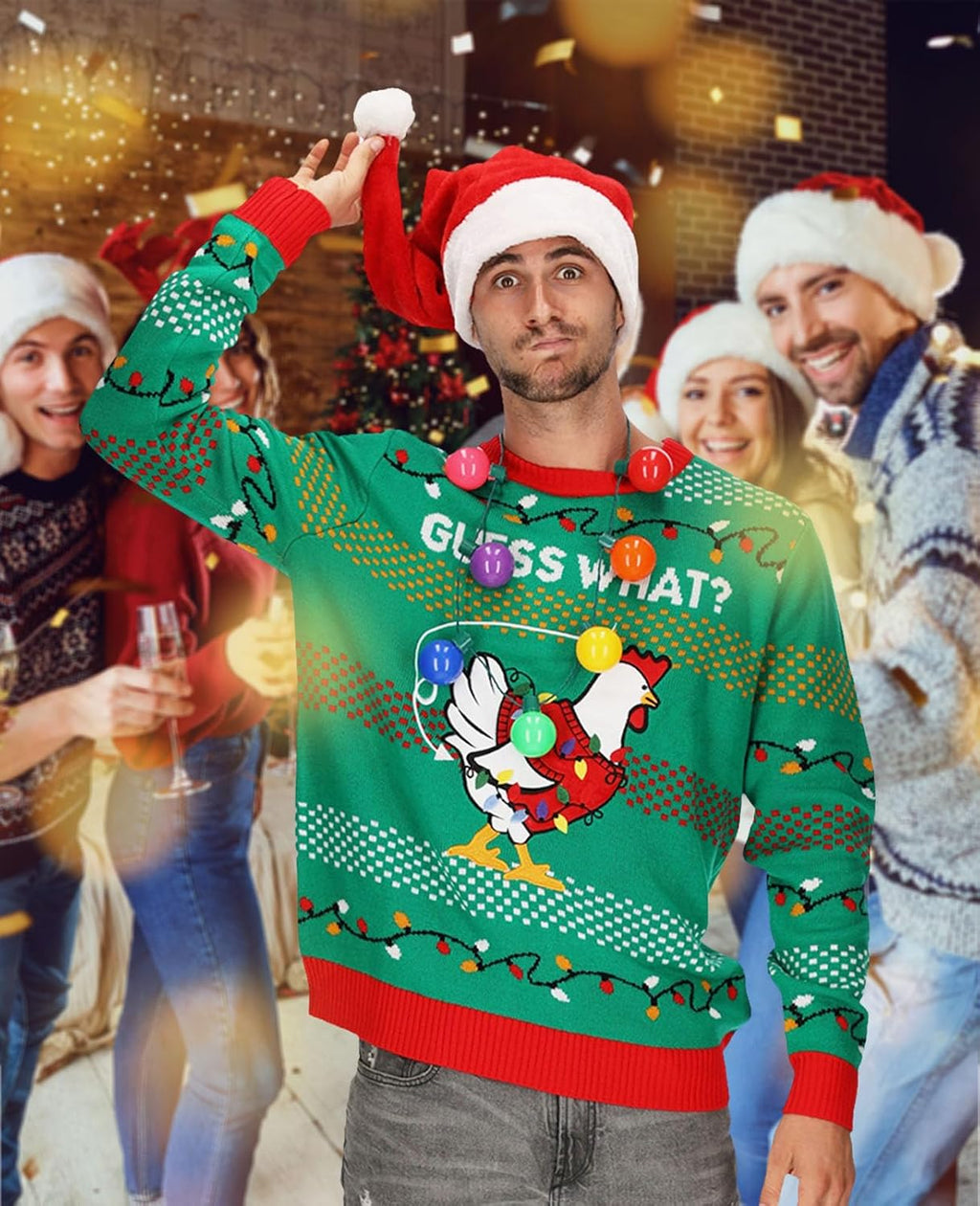Guess What Chicken Butt Ugly Christmas Sweater, view 6