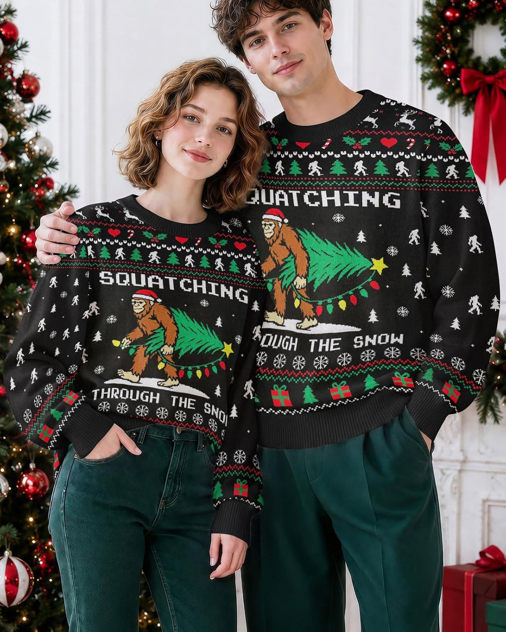 Squatching Through the Snow Bigfoot Sweater, view 7