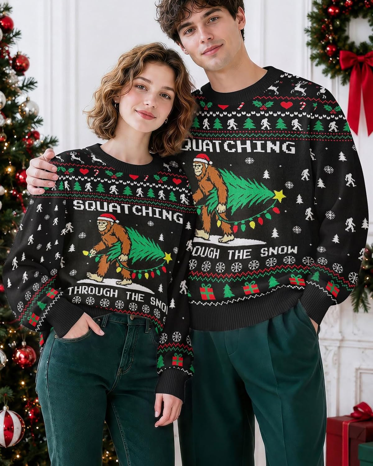 Squatching Through the Snow Bigfoot Sweater, view 7