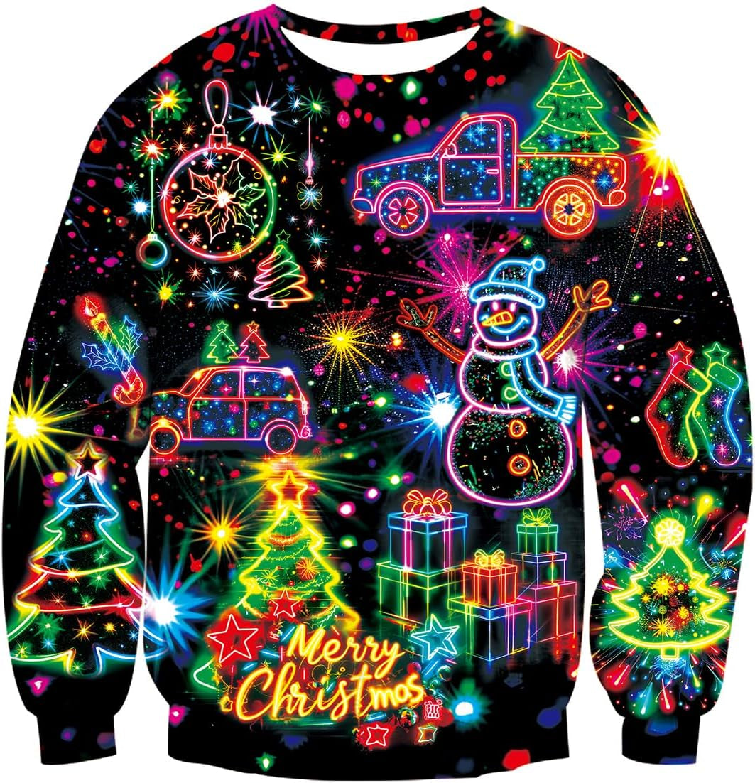 Neon Christmas Lights 3D Print Sweatshirt