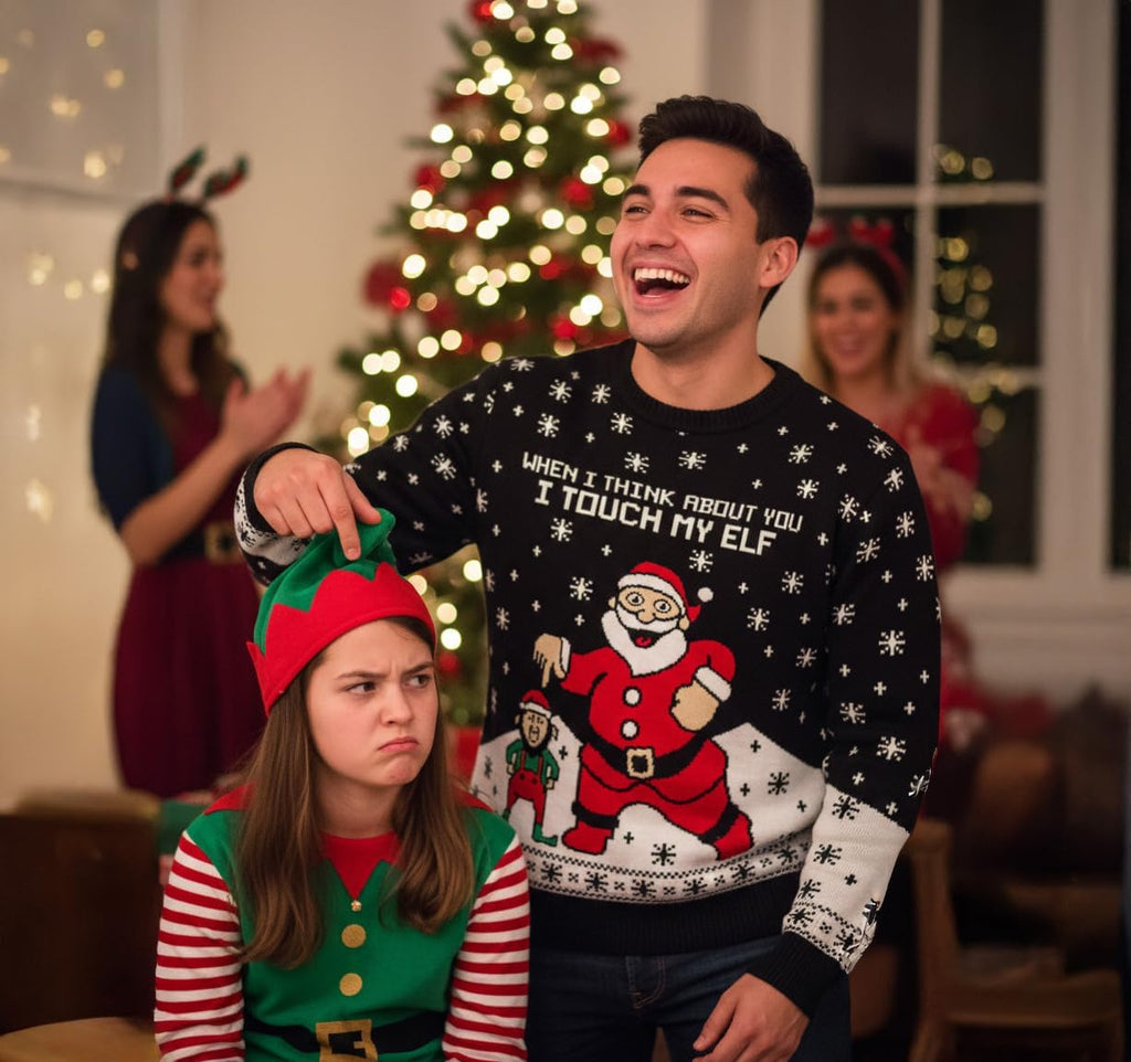 I Touch My Elf Ugly Christmas Sweater, view 2