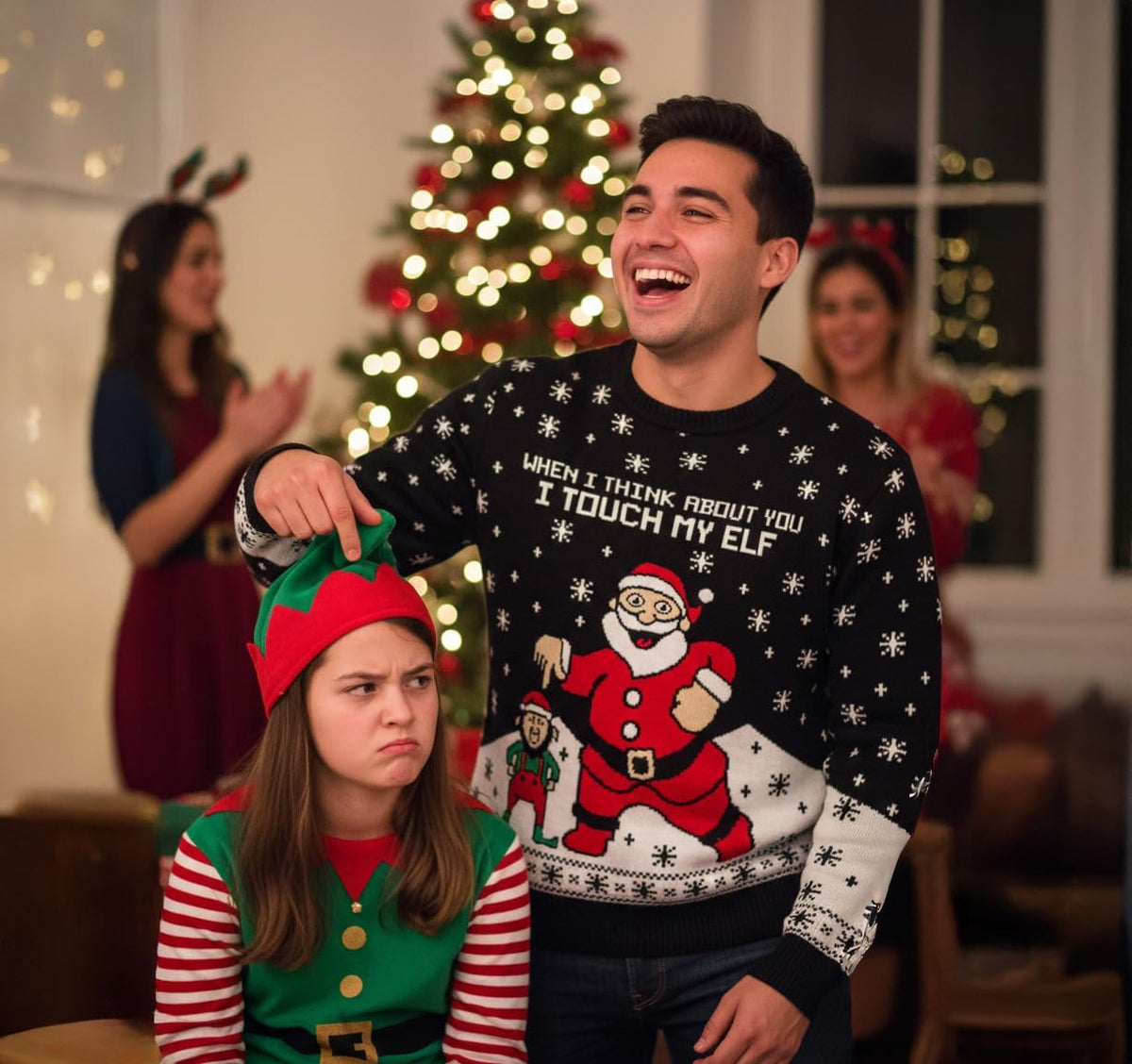 I Touch My Elf Ugly Christmas Sweater, view 2