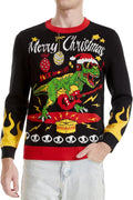Rockin' Dinosaur Ugly Christmas Sweater