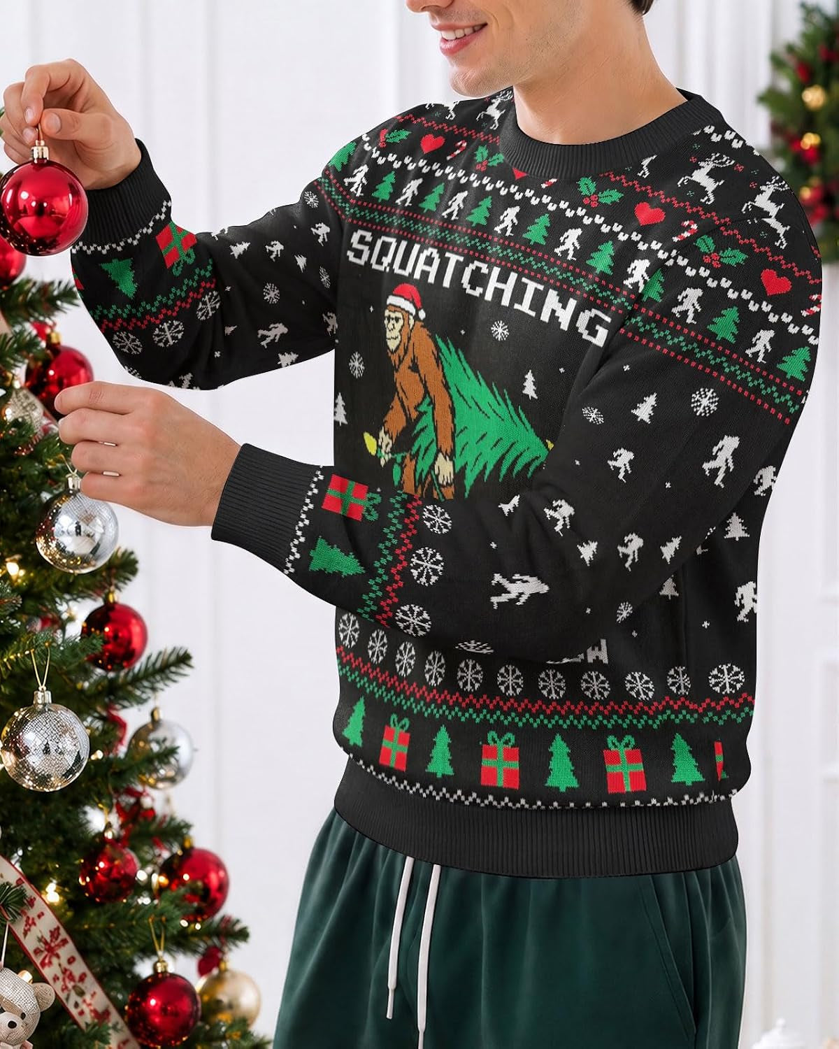 Squatching Through the Snow Bigfoot Sweater, view 4
