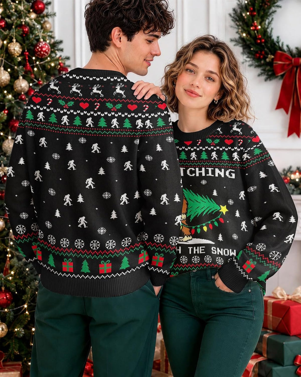 Squatching Through the Snow Bigfoot Sweater, view 6