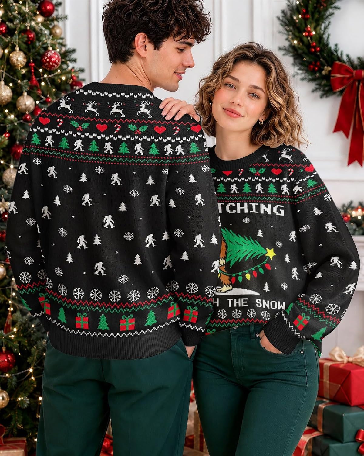 Squatching Through the Snow Bigfoot Sweater, view 6