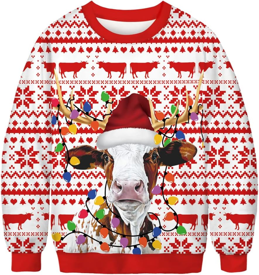 Christmas Cow 3D Print Sweatshirt