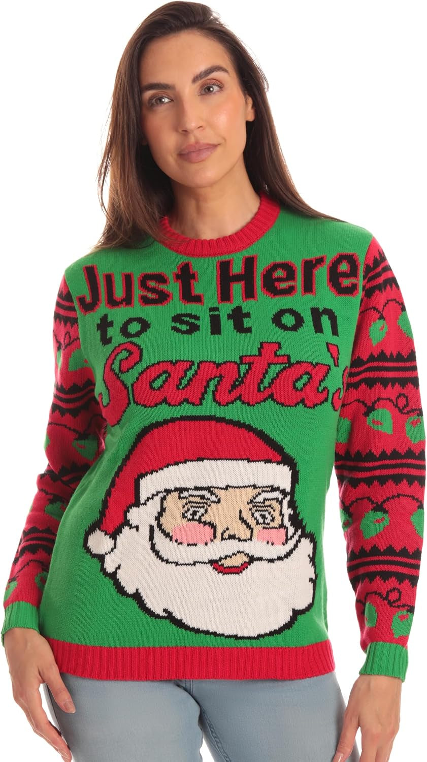 Just Here to Sit on Santa Ugly Christmas Sweater