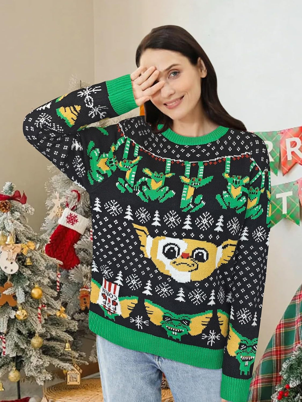 Gremlin Pattern Ugly Christmas Sweater, view 7
