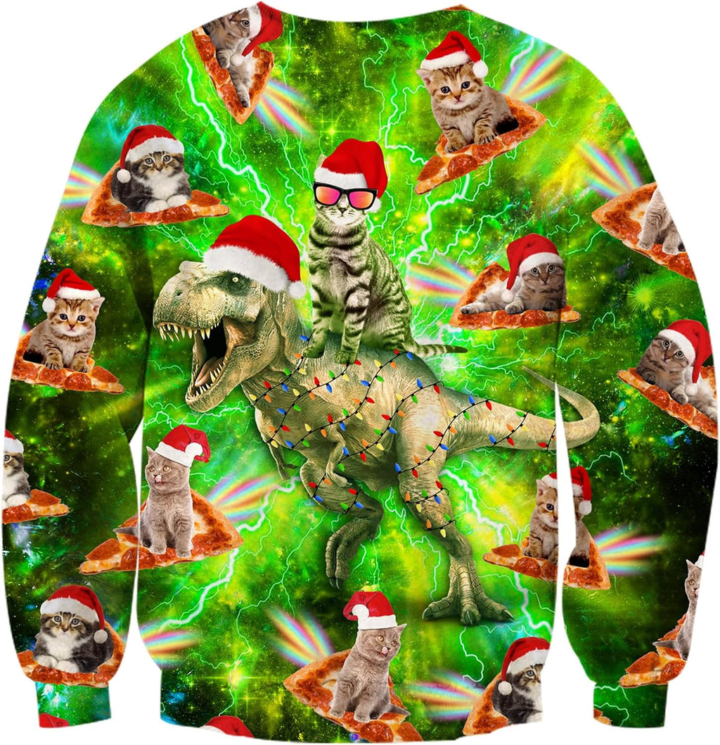 Santa T-Rex 3D Print Christmas Sweatshirt, view 4