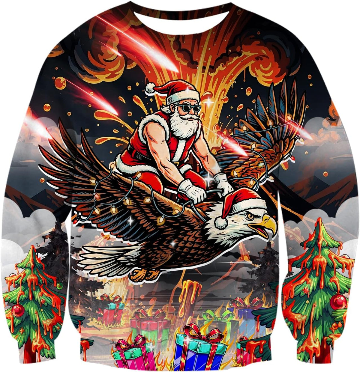 Eagle Riding Santa Christmas Sweatshirt