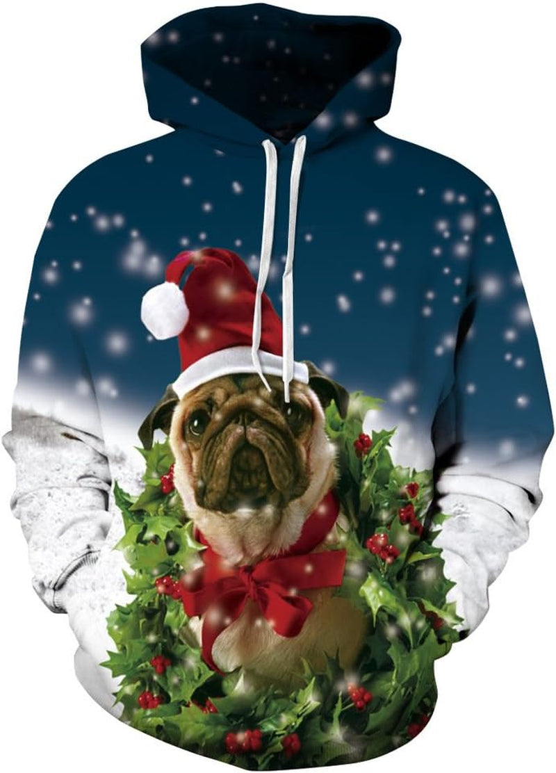 Christmas Pug Wreath Hoodie
