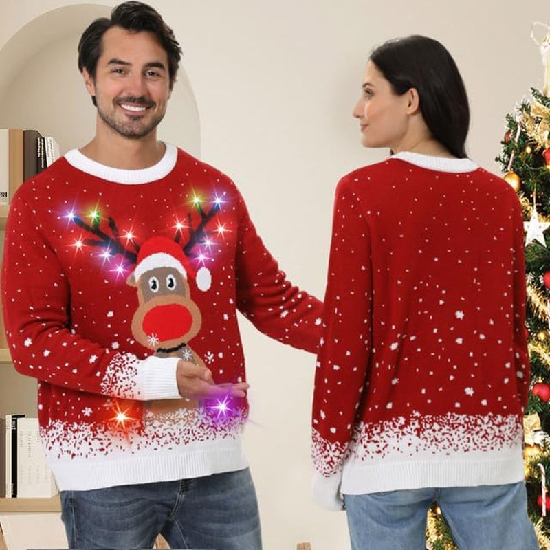 Light-Up Reindeer Ugly Christmas Sweater, view 5