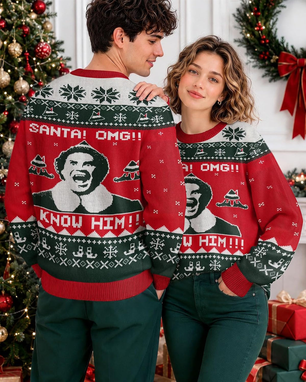 Santa OMG I Know Him Ugly Christmas Sweater, view 6