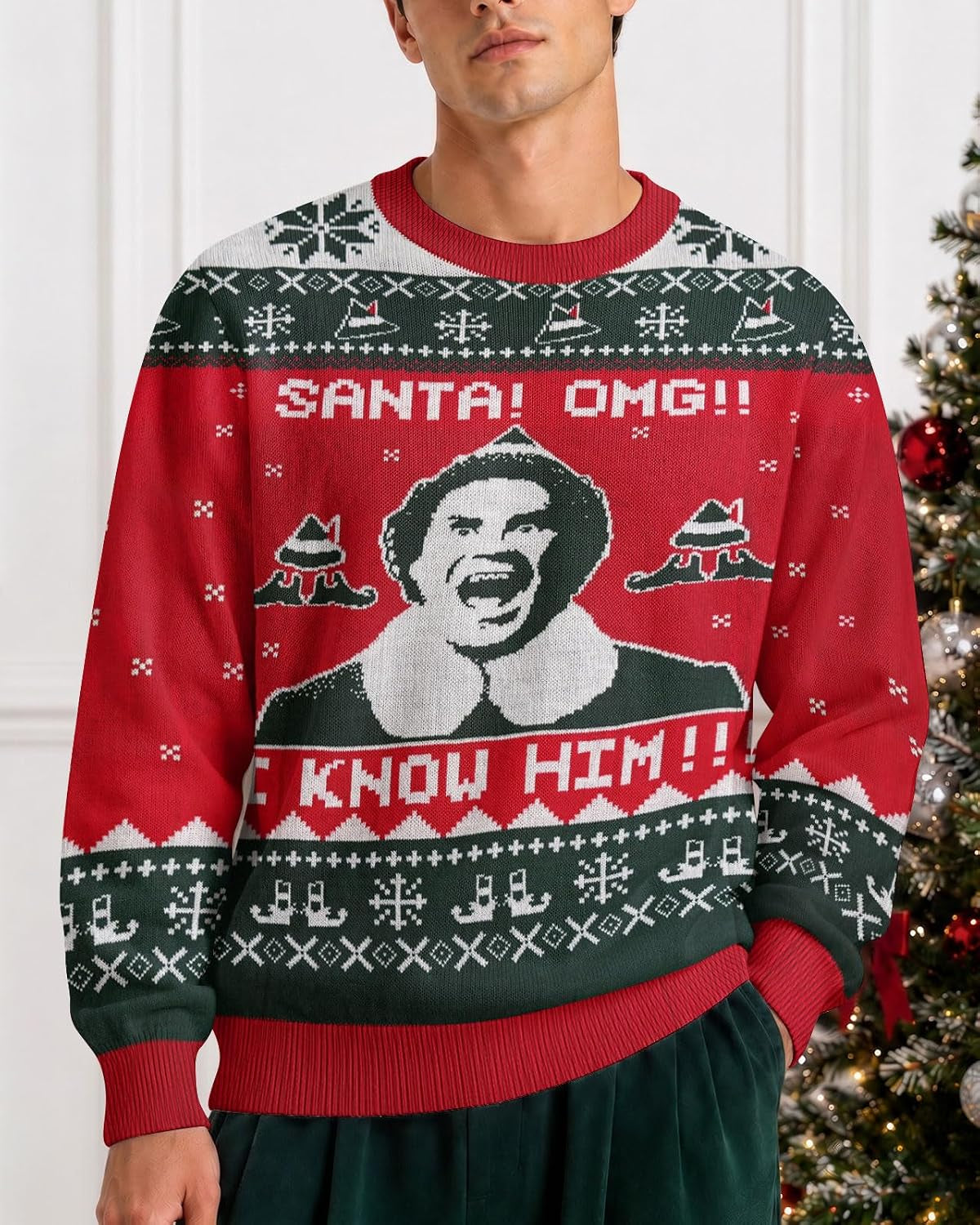 Santa OMG I Know Him Ugly Christmas Sweater, view 2