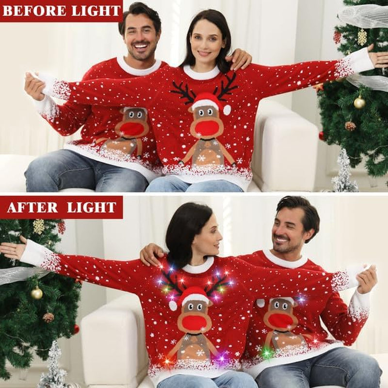 Light-Up Reindeer Ugly Christmas Sweater, view 4
