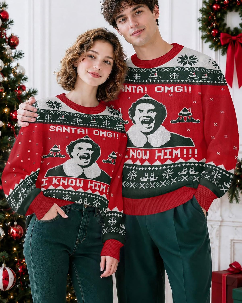 Santa OMG I Know Him Ugly Christmas Sweater, view 7