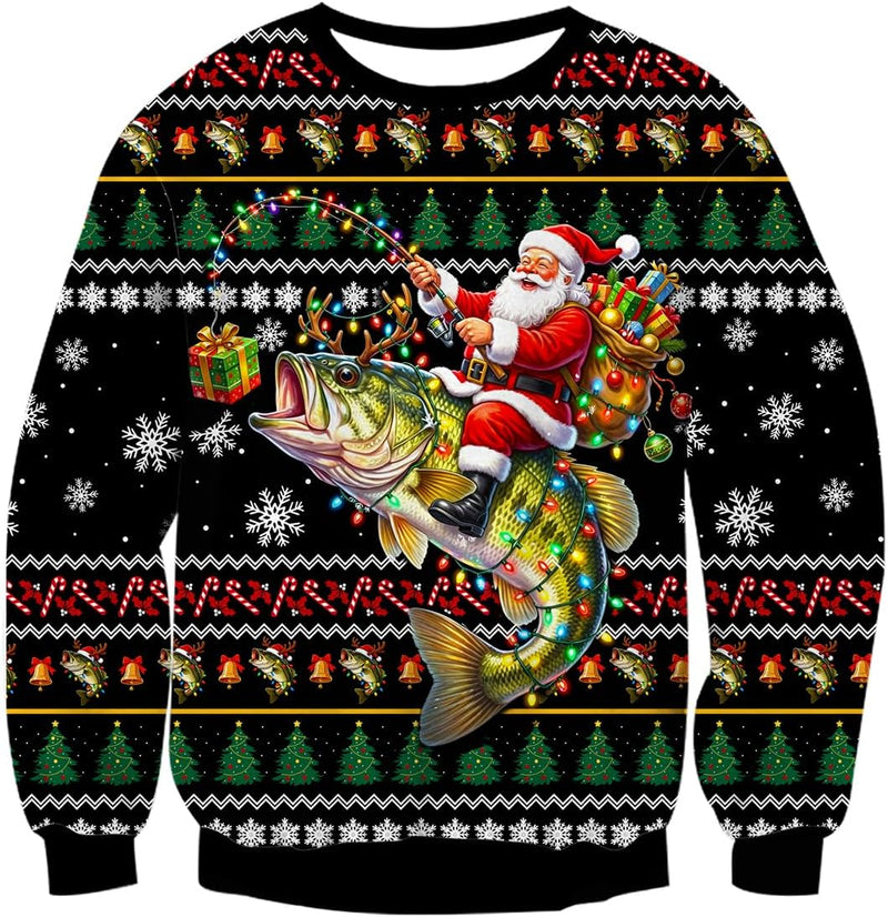 Fishing Santa Christmas Sweatshirt