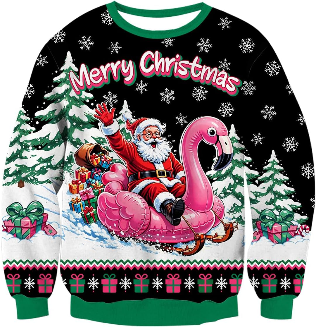 Santa Flamingo Merry Christmas Sweatshirt