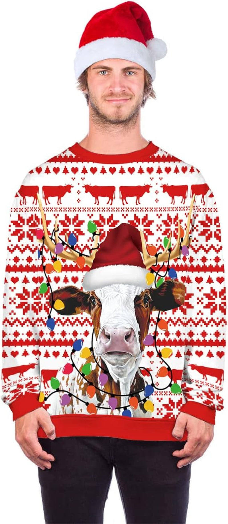 Christmas Cow 3D Print Sweatshirt, view 3