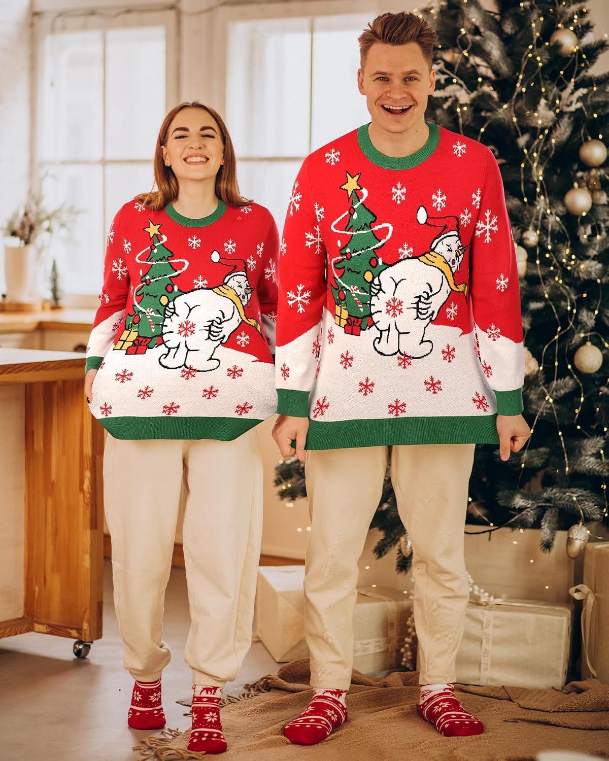 Wacky Snowman Ugly Christmas Sweater, view 4