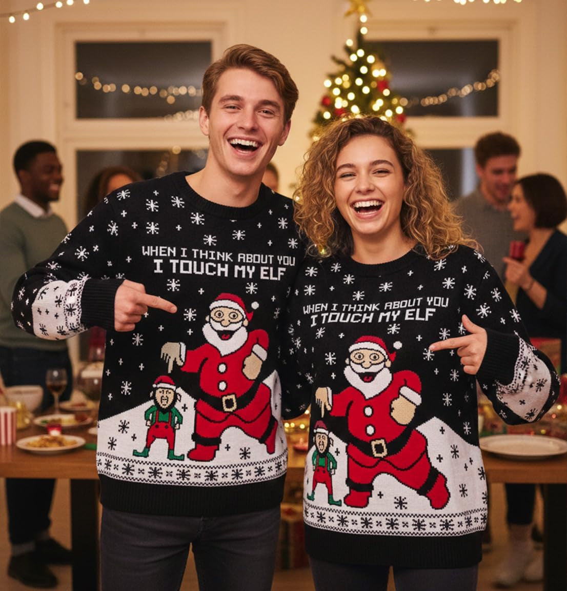 I Touch My Elf Ugly Christmas Sweater, view 3