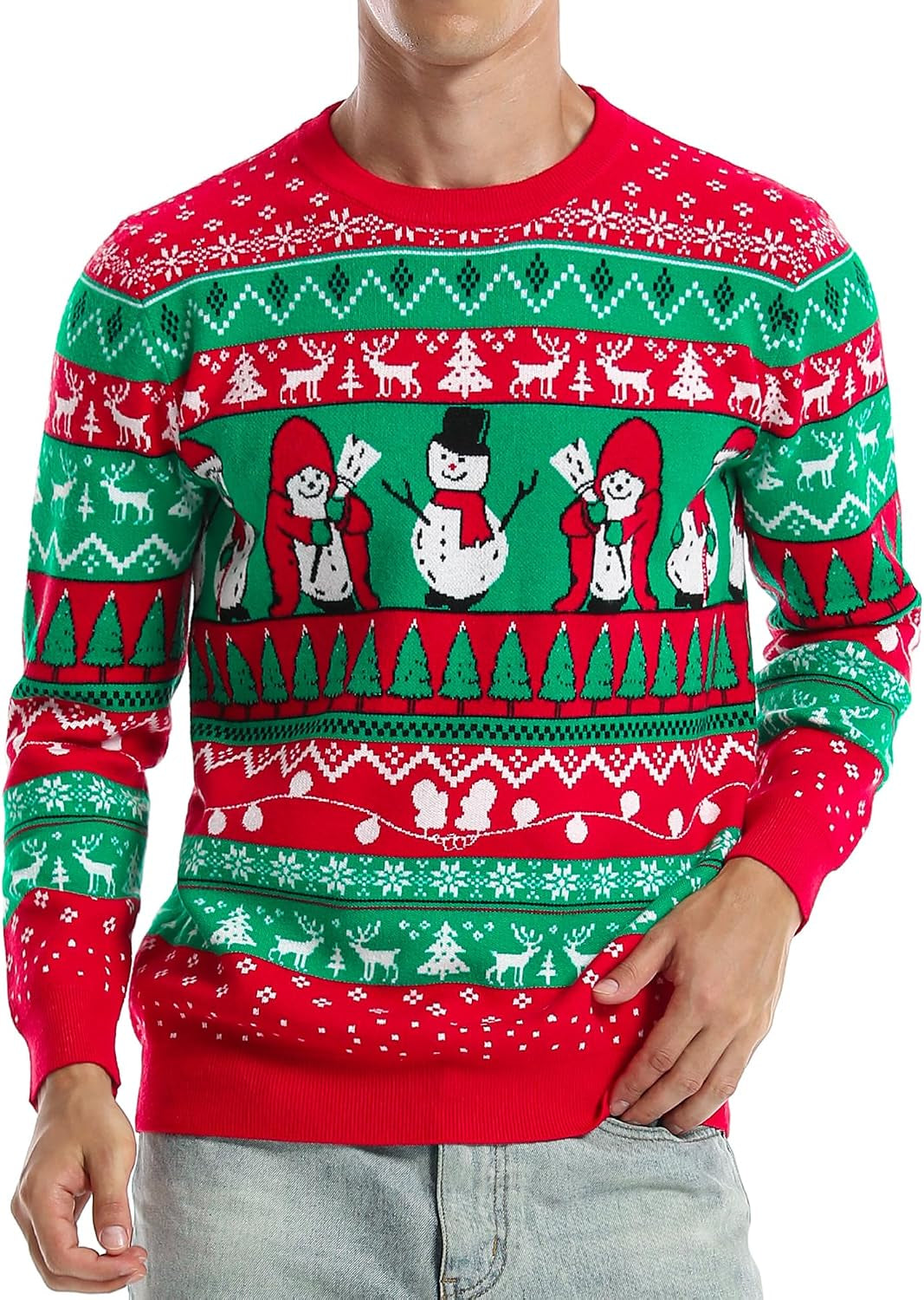 Red Snowman Fair Isle Christmas Sweater