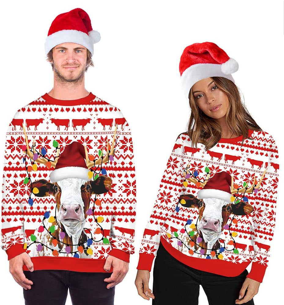 Christmas Cow 3D Print Sweatshirt, view 5