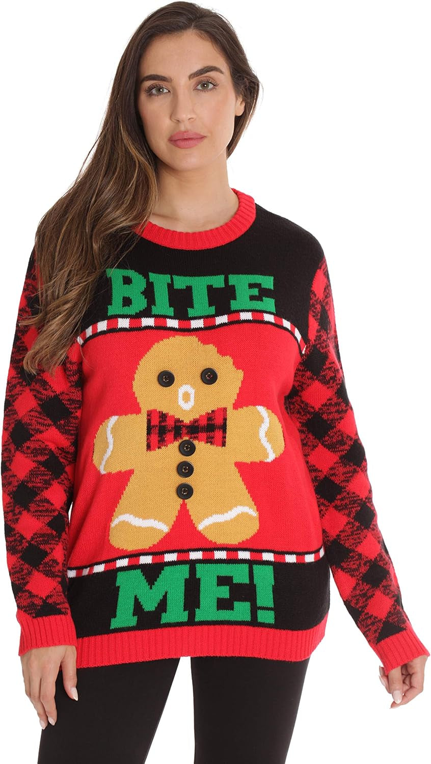 Bite Me Gingerbread Ugly Christmas Sweater