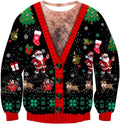 Hairy Chest Cardigan Illusion Christmas Sweatshirt