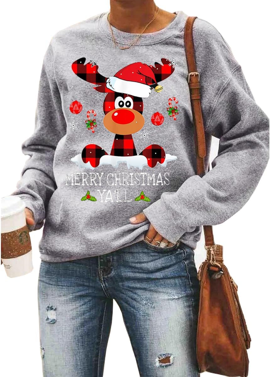 Plaid Reindeer Christmas Sweatshirt
